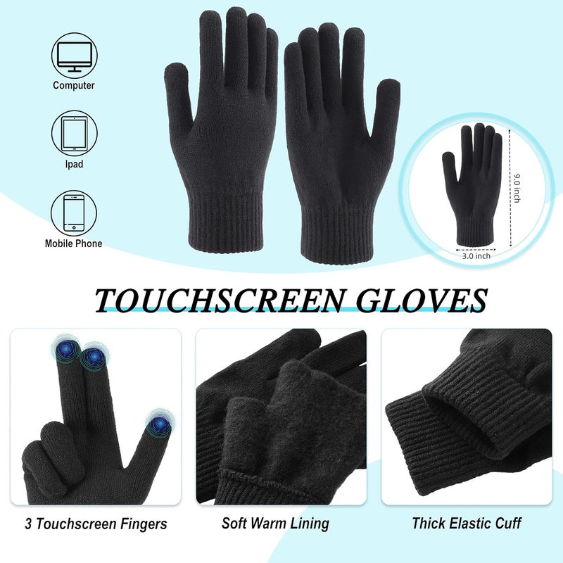 Connectyle 3 PCS Fleece Lined Cold Weather Set, Warm Winter Beanie Hat, Long Scarf and Touchscreen Gloves for Men & Women - Image 4